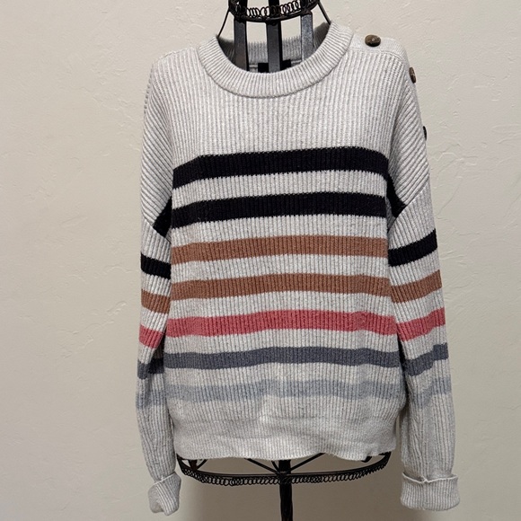 Tahari Sweaters - Tahari Multicolor Striped Crew Neck Sweater